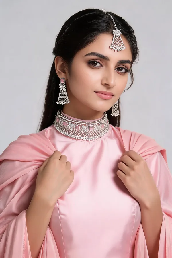 Cyan_American_Diamond_Pink__Choker_Necklace_Set