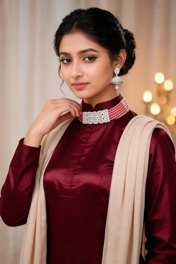 Rose_American_Diamond_Pink__Choker_Necklace_Set