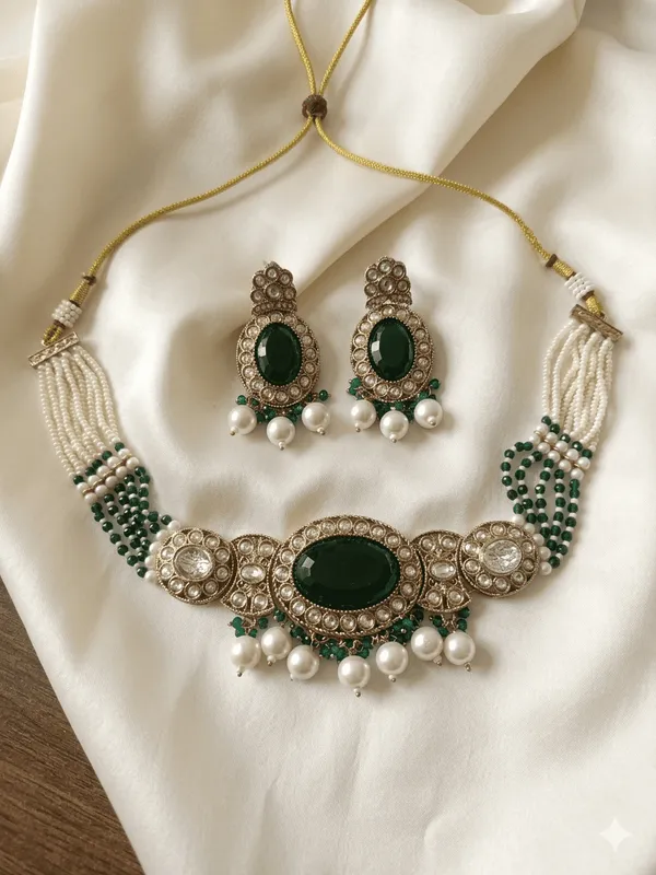 The_Emerald_Empress_Antique_Choker_&_Earring_Set