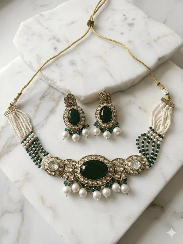 The_Emerald_Empress_Antique_Choker_&_Earring_Set