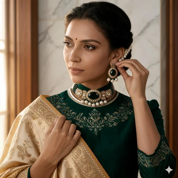 The_Emerald_Empress_Antique_Choker_&_Earring_Set