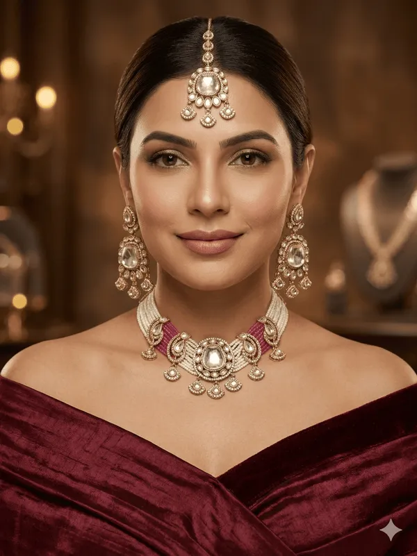 Royal_Pink_Bloom_Polki_Necklace_Set_with_Maang_Tikka