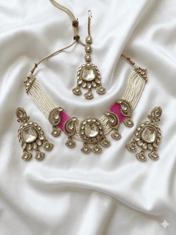 Royal_Pink_Bloom_Polki_Necklace_Set_with_Maang_Tikka