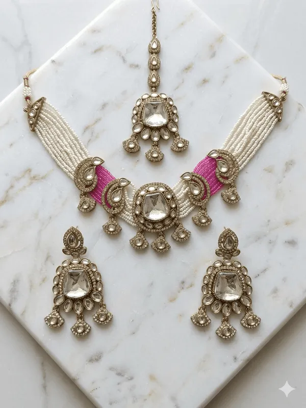 Royal_Pink_Bloom_Polki_Necklace_Set_with_Maang_Tikka