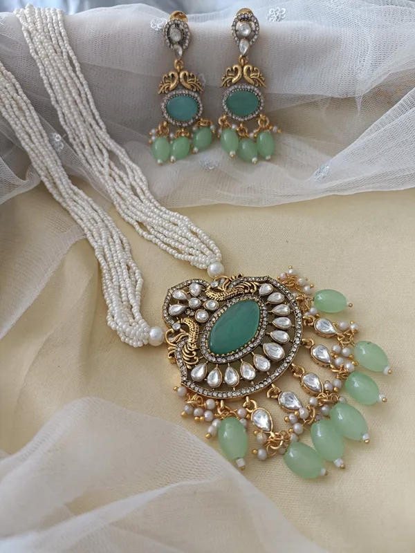 Anaya_Mint_Green_Gold_Plated_Necklace_Set