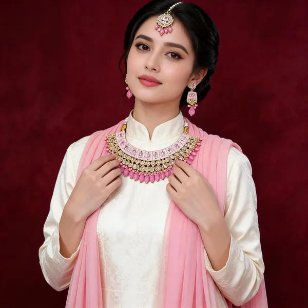 Shreya_Meenakari_Kundan_Pink_Necklace_Set