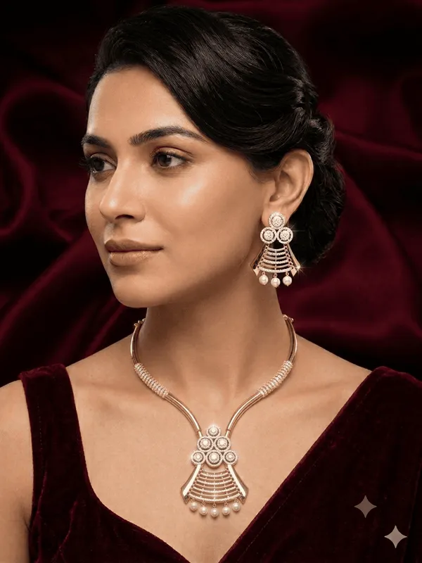 Royal_Cascade_Zirconia_Gold_Polished_Necklace_Set