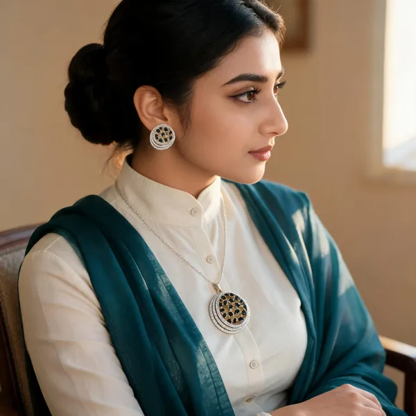 Shnaya_CZ_Black_Pendant_With_Studs