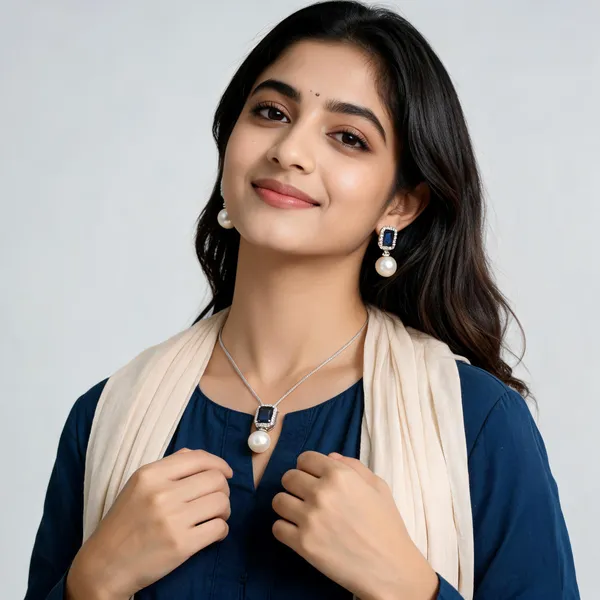 Laaysha_American_Diamond_Blue_Pendant_Set