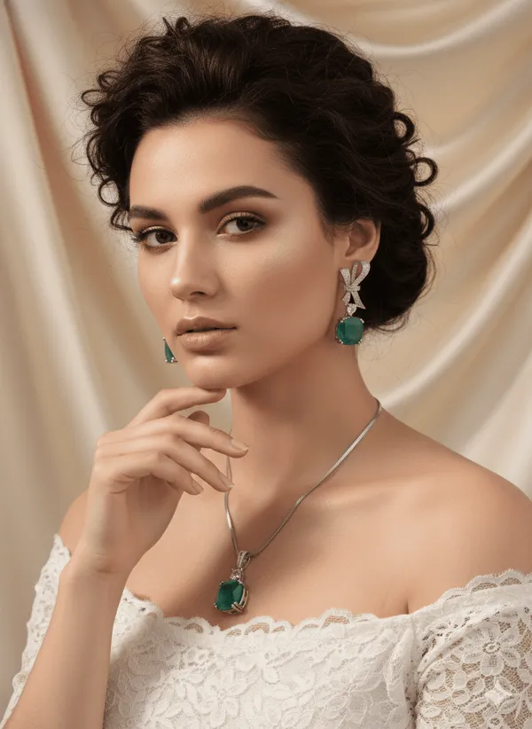 American_Diamond_Elegance_Mint_Green_Bow_Pendant_Set