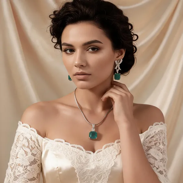 American_Diamond_Elegance_Mint_Green_Bow_Pendant_Set