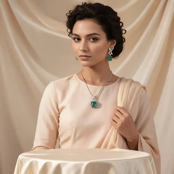 American_Diamond_Elegance_Mint_Green_Bow_Pendant_Set