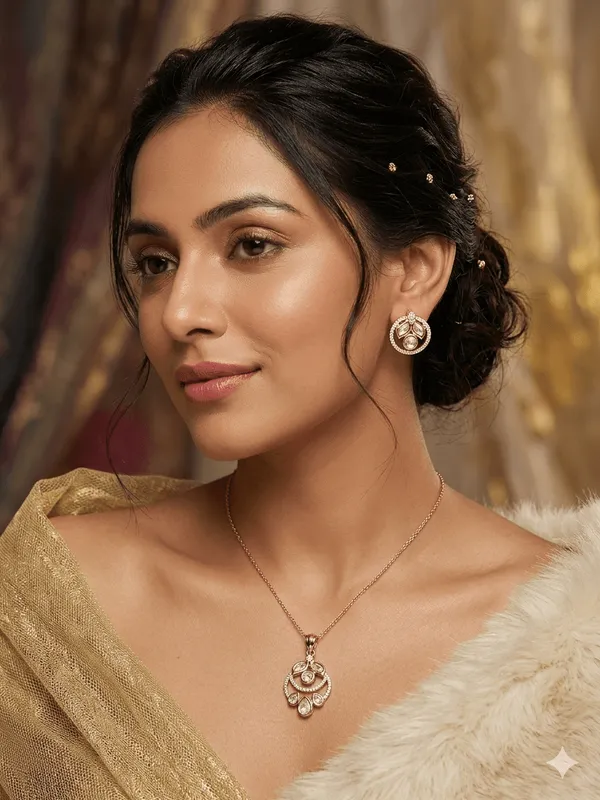 Golden_Dewdrop_Moissanite_Pendant_Set