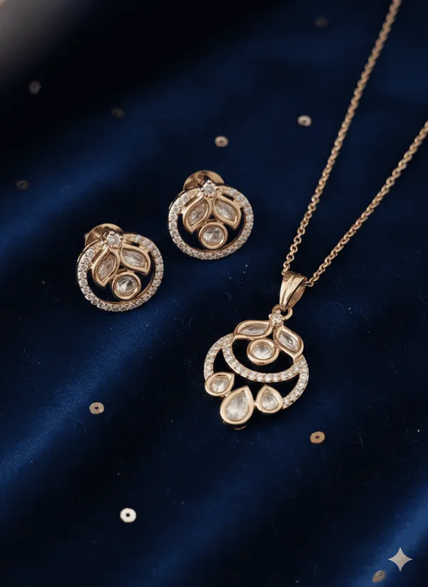 Golden_Dewdrop_Moissanite_Pendant_Set