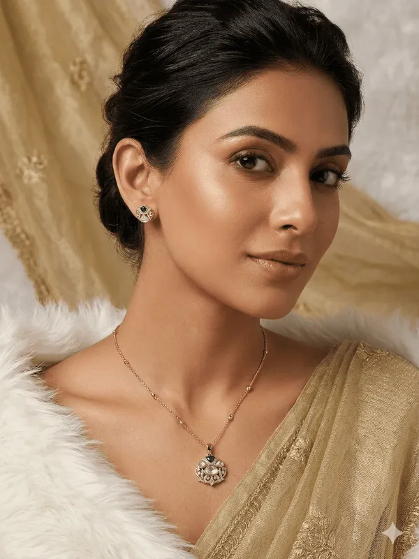 Radiant_Charm_Emrald_Moissanite_Pendant_Set
