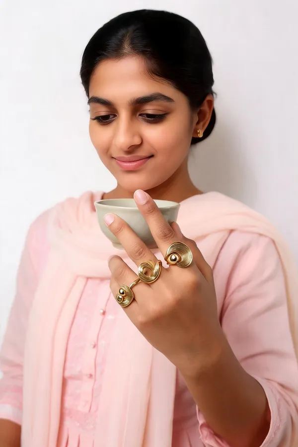 Gold-Tone_Textured_Statement_Ring_for_Women_-_Pack_of_2