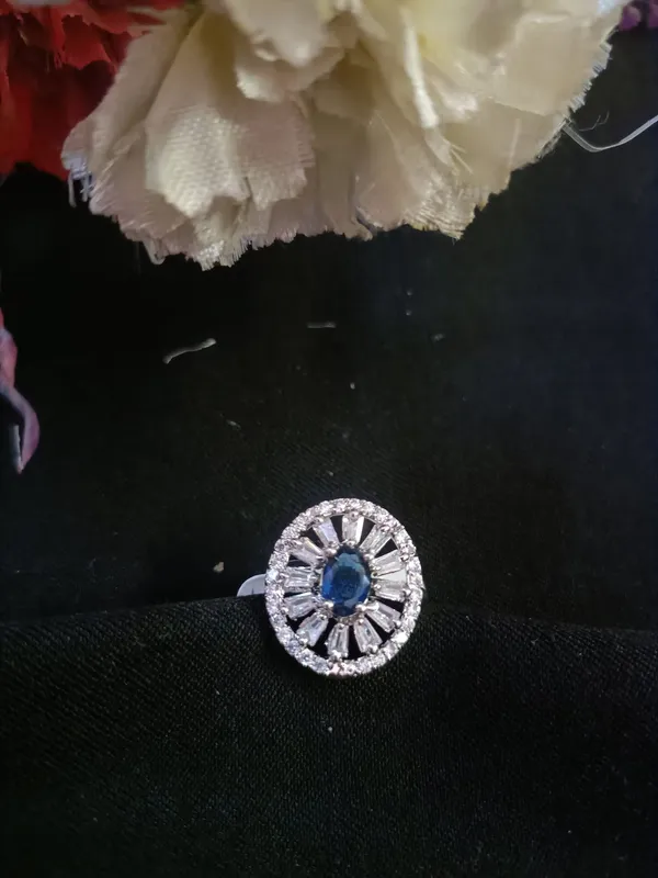 Sydnee_Blue_Oval_American_Diamond_Ring