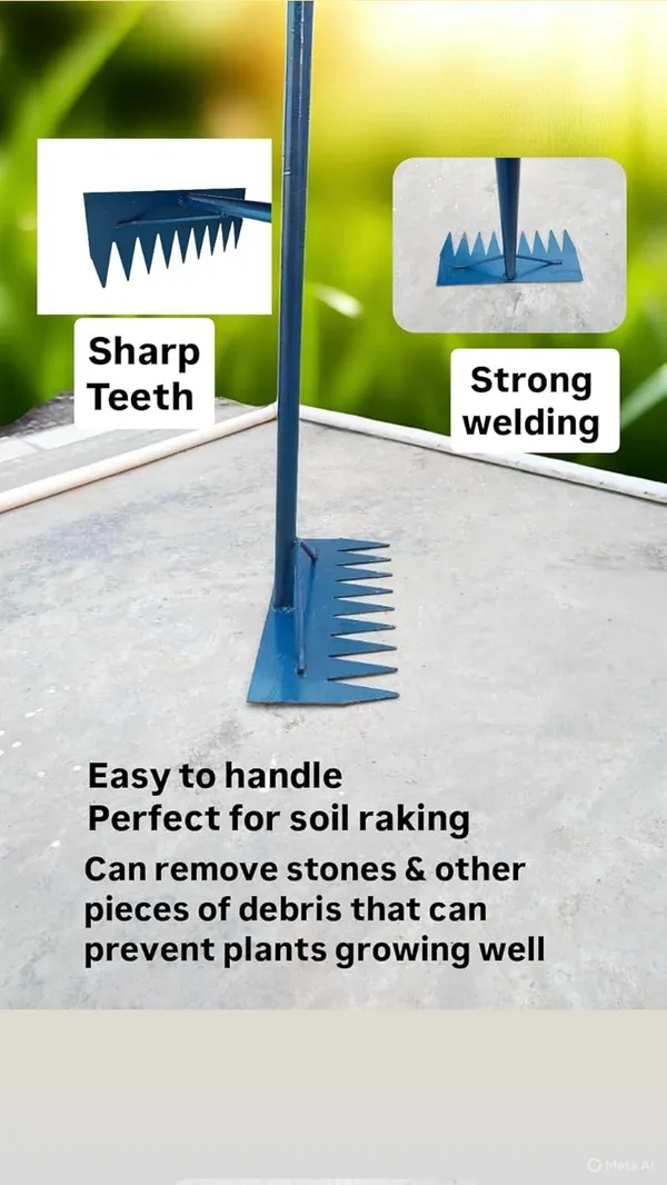 Scrapmaster_By_Dhara_Heavy_Duty_Garden_Rake_For_Agriculture_Farming_High_Carbon_Steel_Teeth_4_Ft_Strong_Pipe_Handle_Powder_Coated_Rust_Free_Tool_For_Soil_Loosening_Levelling_Farm_Cleaning