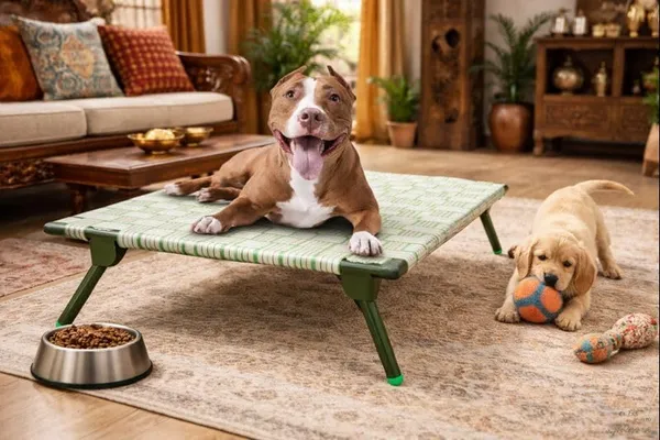 Pawzent_By_Dhara_Elevated_Foldable_Dog_Bed_2x3_Feet_Strong_Metal_Frame_10_Inch_Raised_Height_Breathable_Nylon_Webbing_Indoor_Outdoor_Pet_Cot