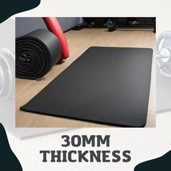 Progrip_By_Dhara_Eva_Rubber_Gym_Mat_8_5_Feet_30mm_Thick_Heavy_Duty_Exercise_Flooring_For_Treadmill_Dumbbell_Weightlifting_Area_Anti_Slip_Shock_Absorbing_Noise_Reduction_Black