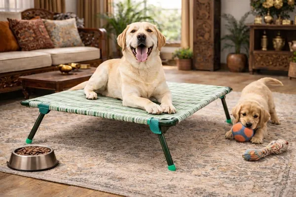 Pawfold_Elevated_Dog_Bed_Foldable_Heavy_Duty_1_Inch_Thik_Pipe_Frame_Breathable_Nylon_Strap_Fabric_Water_Resistant_Washable_Anti_Slip_Feet_Indoor_Outdoor_Pet_Cot_Bed_Large_36x24x12_Inch