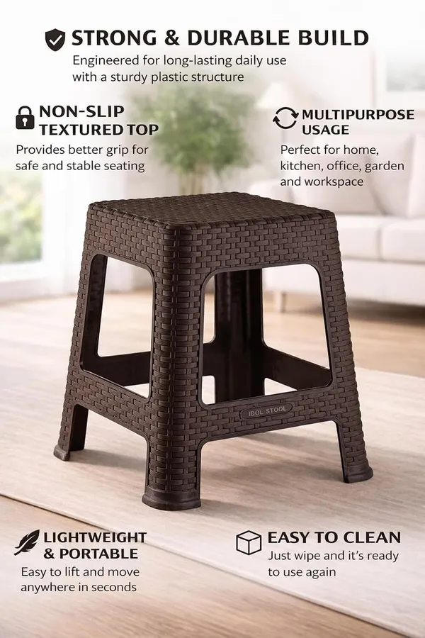 Idol_Stool_Plastic_Sitting_Stool_Heavy_Duty_Lightweight_Durable_Non_Slip_Surface_Indoor_Outdoor_Use_For_Home_Kitchen_Bathroom_Garden_Office_Brown_49_Cm_Height