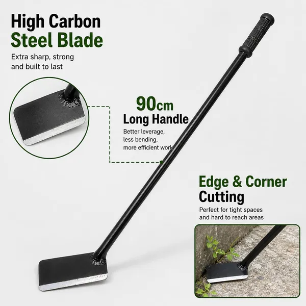 Idol_Heavy_Duty_Grass_Cutter_Tool_With_90cm_Metal_Handle_High_Carbon_Steel_Weed_Remover_Scraper_Ergonomic_Grip_Rust_Resistant_Manual_Gardening_Tool_For_Edges_Corners_Farm_Use