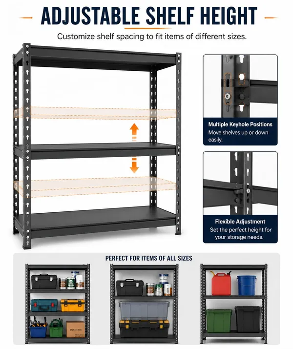 Idol_Heavy_Duty_3_Tier_Metal_Storage_Rack_Adjustable_Slotted_Angle_Steel_Shelving_Unit_33_X_33_X_10_Inch_Powder_Coated_Garage_Warehouse_Office_Kitchen_Shop_Store_Room_Storage_Rake