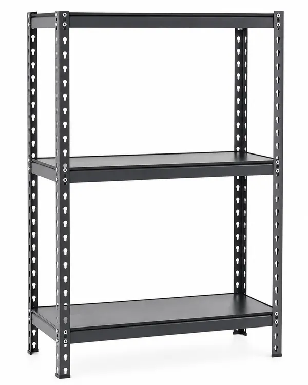 Idol_Heavy_Duty_3_Tier_Metal_Storage_Rack_Adjustable_Slotted_Angle_Steel_Shelving_Unit_33_X_33_X_10_Inch_Powder_Coated_Garage_Warehouse_Office_Kitchen_Shop_Store_Room_Storage_Rake
