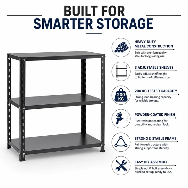Storvanta_Heavy_Duty_3_Tier_Metal_Storage_Rack_33_X_33_X_10_Inch_Adjustable_Shelves_Powder_Coated_Steel_Shelving_Unit_200_Kg_Tested_Capacity_Garage_Warehouse_Office_Shop_Home