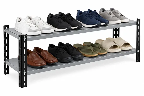 Idol_2_Tier_Modern_Metal_Shoe_Rack_Compact_Footwear_Storage_Stand_Black_Grey