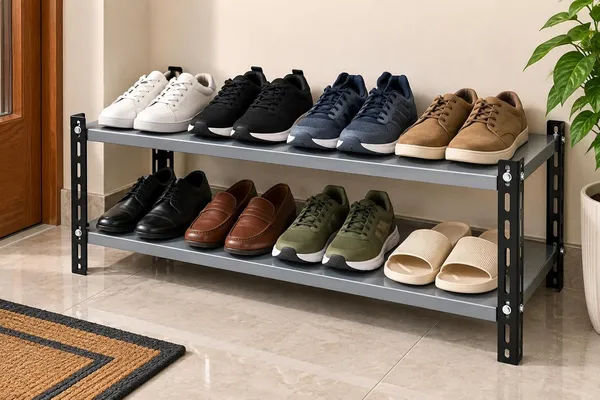 Idol_2_Tier_Modern_Metal_Shoe_Rack_Compact_Footwear_Storage_Stand_Black_Grey