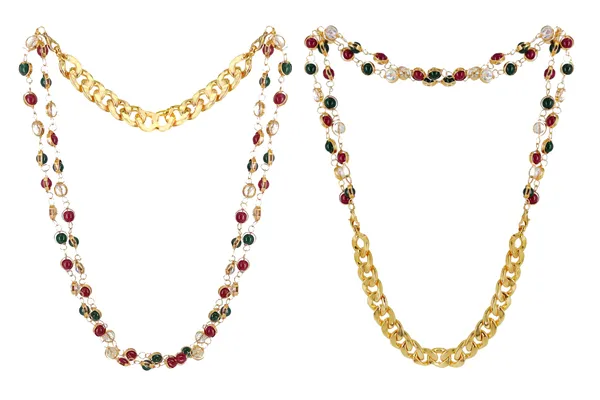 SHANKHRAJ_MALL_Gold_and_Pearl_Necklace_Set,_Two_Styles_-_Choker_and_Long_Necklace