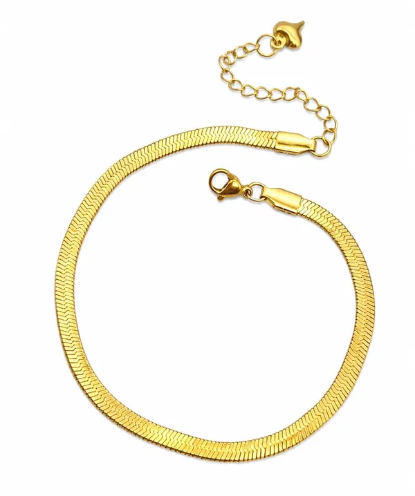 SHANKHRAJ_MALL_Gold_Herringbone_Chain_Anklet_with_Adjustable_Clasp