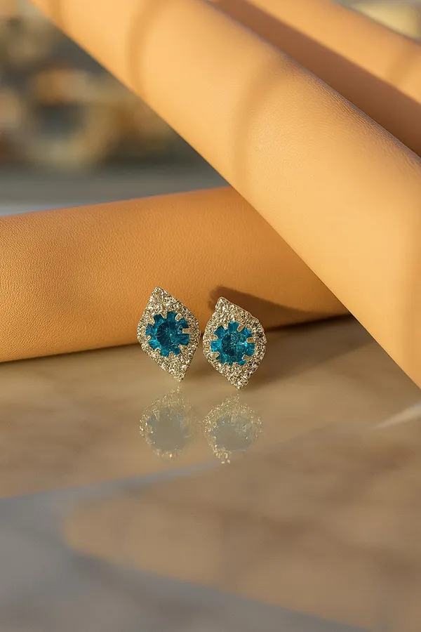 Crystal_Stud_Earrings_with_Red_Stone_and_Clear_Rhinestone_Halo,_Silver-Toned_(SKY_BLUE)