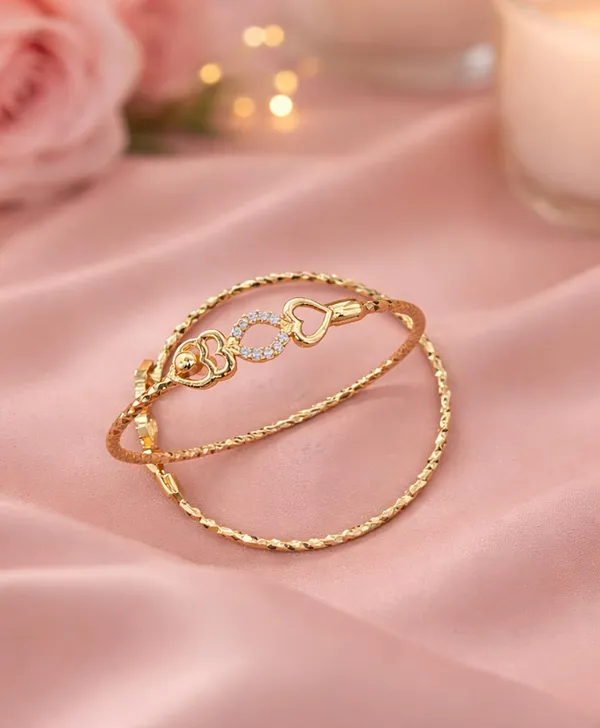 SHANKHRAJ_MALL_Gold_Plated_Heart_Bangle_Bracelet,_Twisted_Rope_Design_with_Black_and_Crystal_Accent,_Adjustable_Cuff_Style,_Fashion_Jewelry_for_Women_(A456)