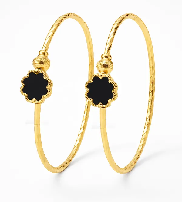 SHANKHRAJ_MALL_Gold_Plated_Heart_Bangle_Bracelet,_Twisted_Rope_Design_with_Black_and_Crystal_Accent,_Adjustable_Cuff_Style,_Fashion_Jewelry_for_Women_(A281)
