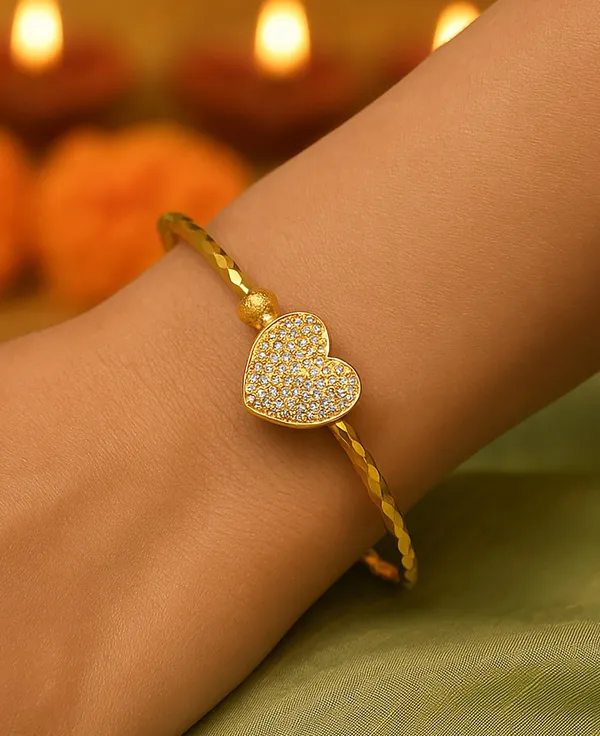SHANKHRAJ_MALL_Gold_Plated_Heart_Bangle_Bracelet,_Twisted_Rope_Design_with_Black_and_Crystal_Accent,_Adjustable_Cuff_Style,_Fashion_Jewelry_for_Women_(A278)