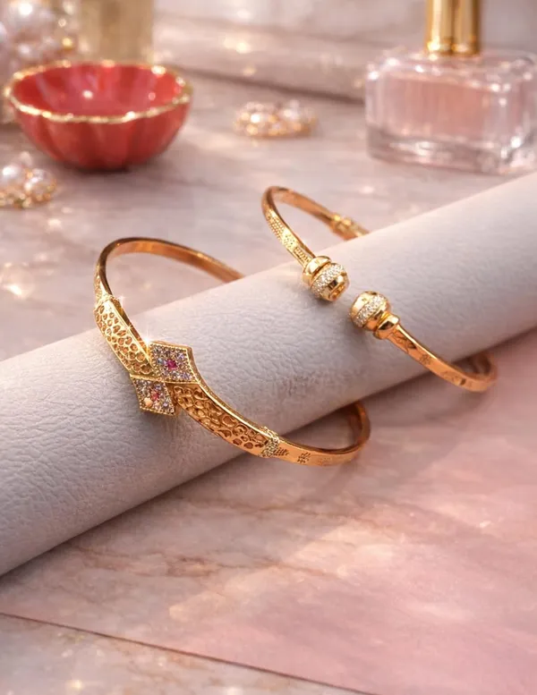 SHANKHRAJ_MALL_Gold_Plated_Heart_Bangle_Bracelet,_Twisted_Rope_Design_with_Black_and_Crystal_Accent,_Adjustable_Cuff_Style,_Fashion_Jewelry_for_Women_(A458)