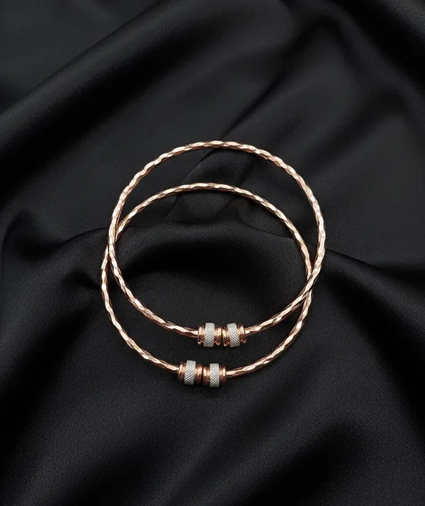 SHANKHRAJ_MALL_Gold_Plated_Heart_Bangle_Bracelet,_Twisted_Rope_Design_with_Black_and_Crystal_Accent,_Adjustable_Cuff_Style,_Fashion_Jewelry_for_Women_(A313)