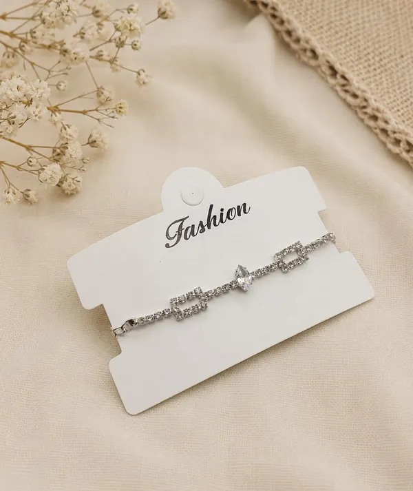 SHANKHRAJ_MALL_Silver-Tone_Bracelet_with_Marquise_CZ_Solitaire_and_Crystal_Chain_Link_Design