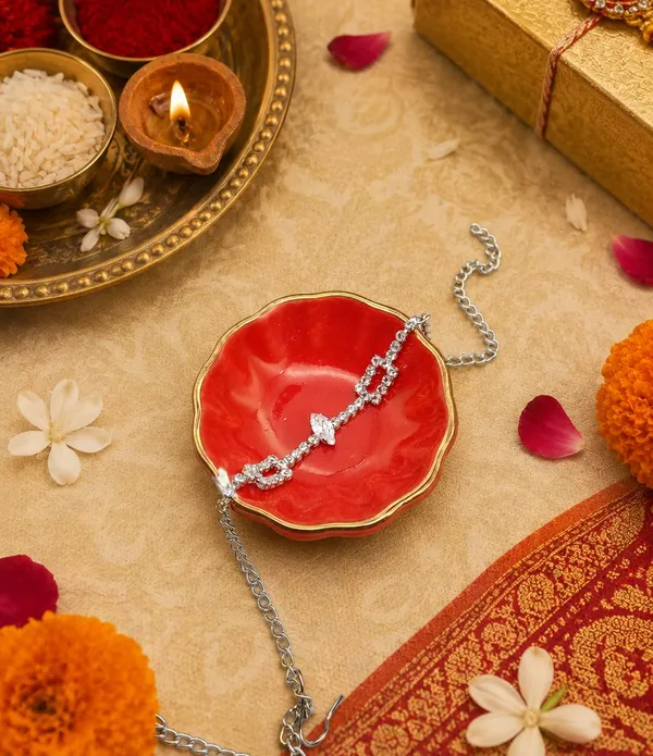 SHANKHRAJ_MALL_Silver-Tone_Bracelet_with_Marquise_CZ_Solitaire_and_Crystal_Chain_Link_Design