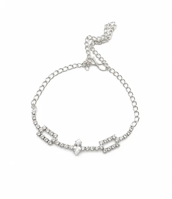 SHANKHRAJ_MALL_Silver-Tone_Bracelet_with_Marquise_CZ_Solitaire_and_Crystal_Chain_Link_Design