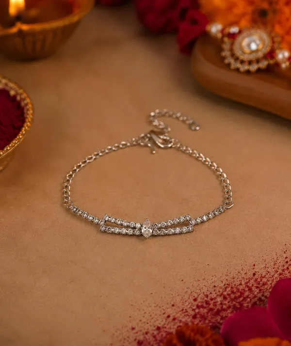 SHANKHRAJ_MALL_Double_Row_Crystal_Bracelet_for_Men_|_Adjustable_CZ_Tennis_Bracelet_with_Marquise_Center_Stone_|_Stylish_for_Boys_&_Men