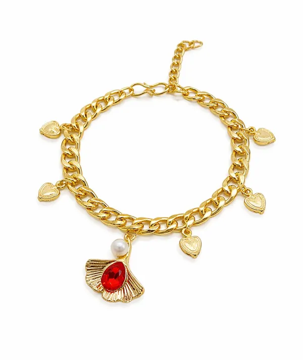 Gold_Tone_Heart_Charm_Bracelet_for_Women_|_Stylish_Chunky_Link_Bracelet_with_Hanging_Heart_Charms_(A467,_1)