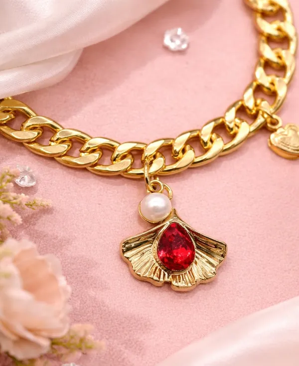 Gold_Tone_Heart_Charm_Bracelet_for_Women_|_Stylish_Chunky_Link_Bracelet_with_Hanging_Heart_Charms_(A467,_1)