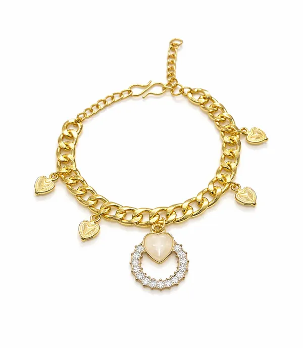 Gold_Tone_Heart_Charm_Bracelet_for_Women_|_Stylish_Chunky_Link_Bracelet_with_Hanging_Heart_Charms_(A465,_1)