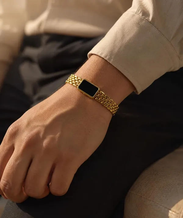 SHANKHRAJ_MALL_Gold-Tone_Bracelet_for_Men_with_Black_Centre_Design
