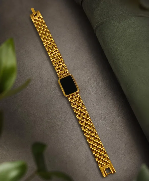 SHANKHRAJ_MALL_Gold-Tone_Bracelet_for_Men_with_Black_Centre_Design