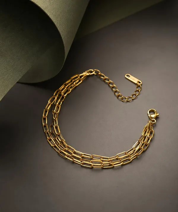 SHANKHRAJ_MALL_Gold_Layered_Paperclip_Chain_Bracelet_with_Lobster_Clasp